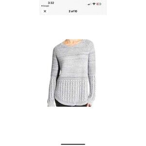 ATHLETA Womens Borealis Knit Sweater 2XS Grey Pullover Cableknit 459077 XS Top